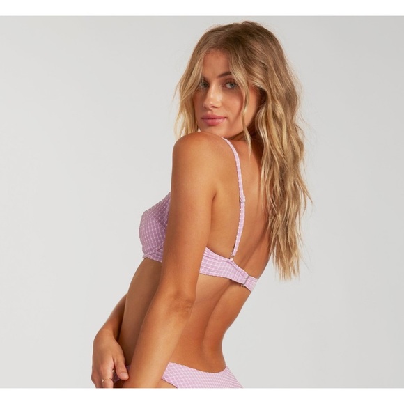 Billabong 💜 Lilac Check Underwire Bralette Bikini Top | Lowrider Bottoms - Picture 7 of 16